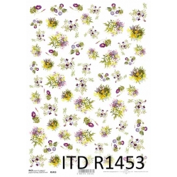 Papier ryżowy A4 R1453 drobne kwiaty